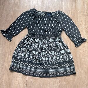 Gap Girl’s 3/4 Sleeve Black Floral Blouse Size XS (4-5)